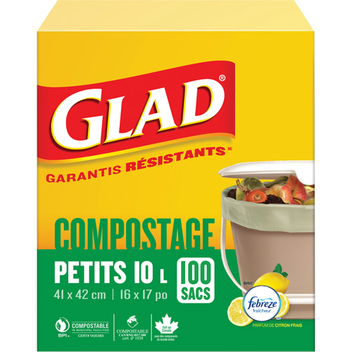 Small Compostable Bags, Regular, 17" L x 16" W, Brown, 10 L (3 Gal.) Capacity Stor-it Systems