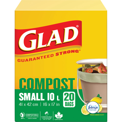 Petits sacs de compostage, R&eacute;gulier, 17" lo x 16" la, Brun, Capacit&eacute; de 10 L (3 gal.) Stor-it Systems