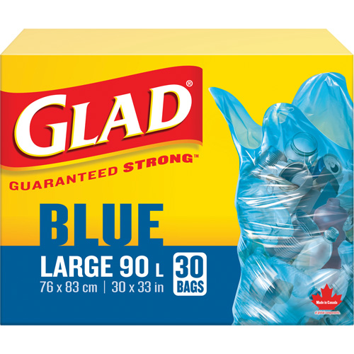 Sacs de recyclage 45 L, R&eacute;gulier, 30" la x 33" lo, Bleu Stor-it Systems