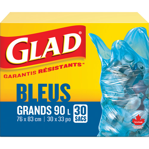 Sacs de recyclage 45 L, R&eacute;gulier, 30" la x 33" lo, Bleu Stor-it Systems