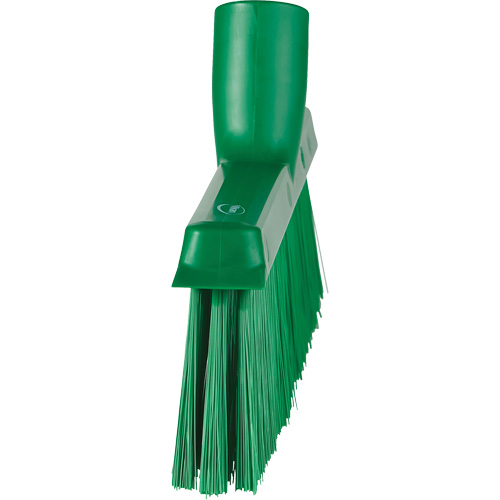 Dustpan Broom with Angled Thread, Medium Bristles, 10", Polyester, Green Stor-it Systems