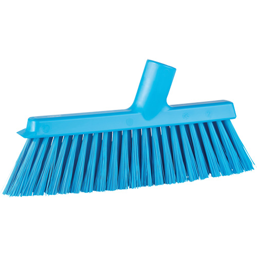 Dustpan Broom with Angled Thread, Medium Bristles, 10", Polyester, Blue Stor-it Systems