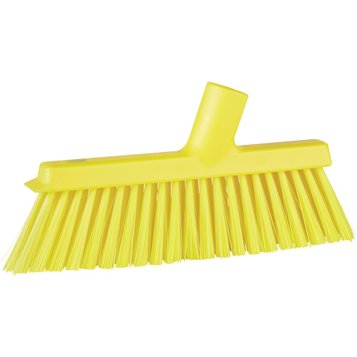 Dustpan Broom with Angled Thread, Medium Bristles, 10", Polyester, Yellow Stor-it Systems