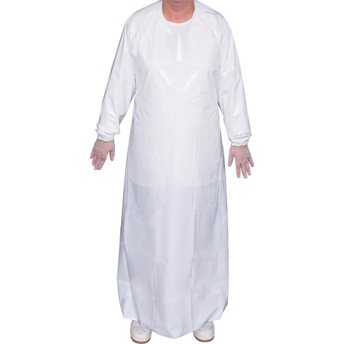 Top Dog 6 Mil. Gown, X-Large, White, Polyurethane Stor-it Systems