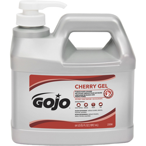 Nettoyant &agrave; mains, Gel/Pierre ponce, 1,89 L, Bouteille &agrave; pompe, Cerise Stor-it Systems