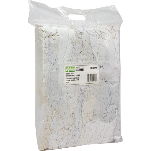 Chiffons fabriqu&eacute;s &agrave; partir de mat&eacute;riaux recycl&eacute;s, Coton, Blanc, 10 lb Stor-it Systems