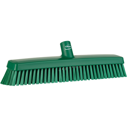 Push Broom Head, Fine/Stiff Bristles, 16-1/2", Polyester/Polypropylene, Green Stor-it Systems