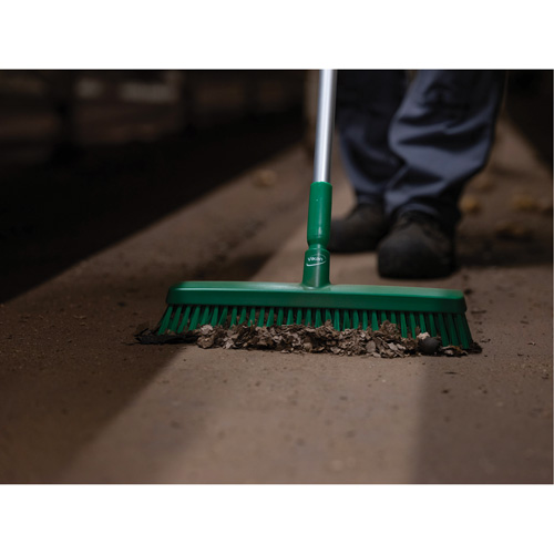 Push Broom Head, Fine/Stiff Bristles, 16-1/2", Polyester/Polypropylene, Green Stor-it Systems
