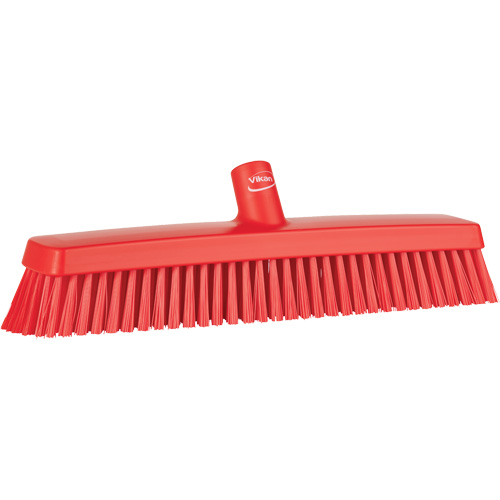 Push Broom Head, Fine/Stiff Bristles, 16-1/2", Polyester/Polypropylene, Red Stor-it Systems