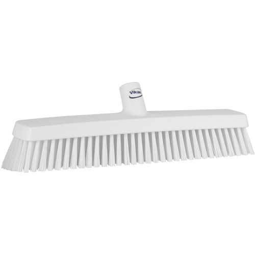 Push Broom Head, Fine/Stiff Bristles, 16-1/2", Polyester/Polypropylene, White Stor-it Systems