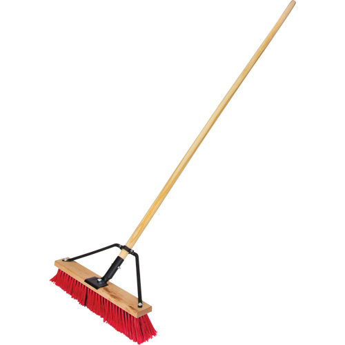 Push Broom with Braced Handle, 18", Medium, PVC Bristles Stor-it Systems