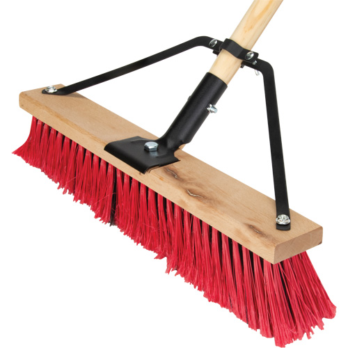 Push Broom with Braced Handle, 18", Medium, PVC Bristles Stor-it Systems