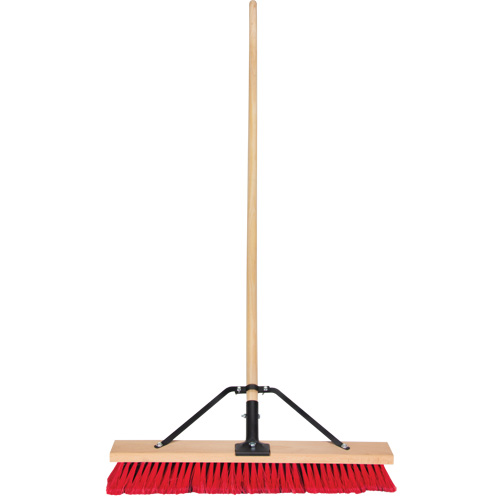 Push Broom with Braced Handle, 24", Medium, PVC Bristles Stor-it Systems