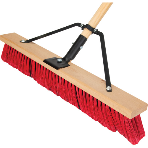Push Broom with Braced Handle, 24", Medium, PVC Bristles Stor-it Systems