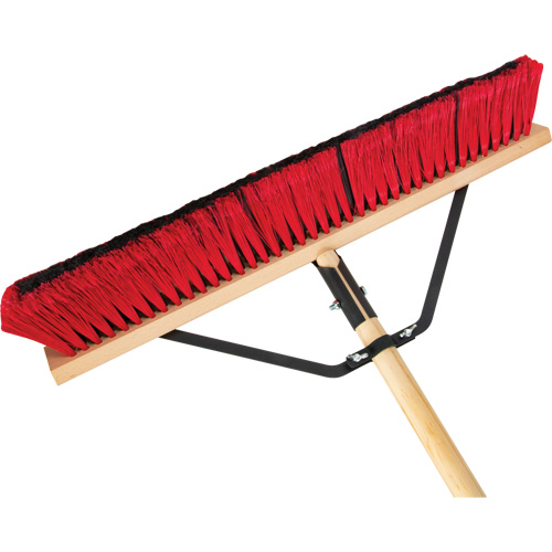 Push Broom with Braced Handle, 24", Medium, PVC Bristles Stor-it Systems