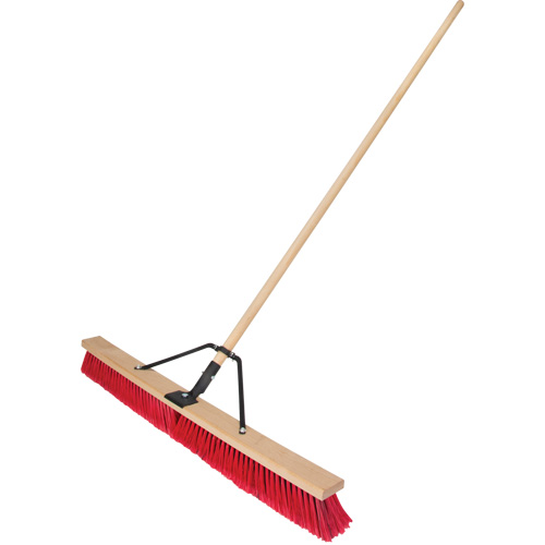 Push Broom with Braced Handle, 36", Medium, PVC Bristles Stor-it Systems