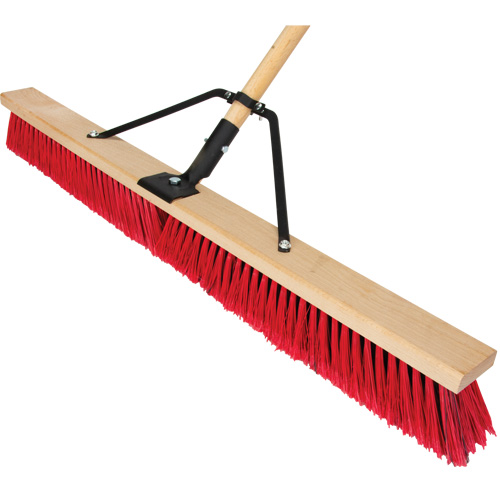 Push Broom with Braced Handle, 36", Medium, PVC Bristles Stor-it Systems