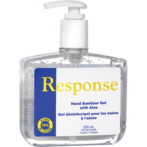 Gel d&eacute;sinfectant pour les mains &agrave; l'alo&egrave;s Response, 250 ml, Bouteille &agrave; pompe, 70 % alcool Stor-it Systems