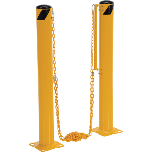 Syst&egrave;me de bornes de protection et chaînes pour quai, Acier, 42" h x 6-5/8" la, Jaune Stor-it Systems