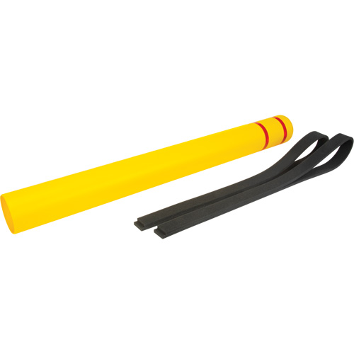 Capuchon en poly&eacute;thyl&egrave;ne pour borne de protection, 4-1/2" dia. x 52" l, Rouge/Jaune Stor-it Systems