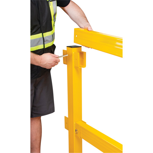 In-Line Post for Light-Duty Guard Rails, Steel, 42" H, Safety Yellow Stor-it Systems