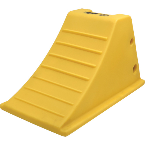 75 Ton Large Equipment Wheel Chock with Aluminum Cleats, Urethane, Yellow Stor-it Systems