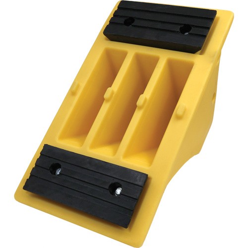 75 Ton Large Equipment Wheel Chock with Grip Pads, Urethane, Yellow Stor-it Systems