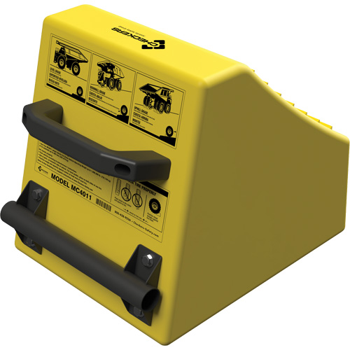 Checkers Safety Heavy-Duty Ultra Class Mining Wheel Chock, HDPE, Yellow, 14-1/2" W x 17-1/2" D x 16" H Stor-it Systems