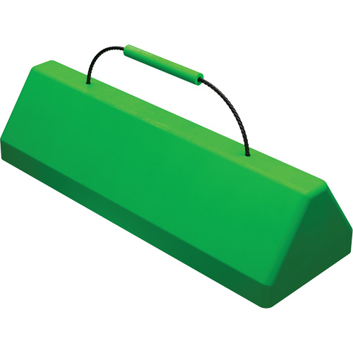 Checkers Safety SafeRay  Aircraft Wheel Chock with Cable Handle, Urethane, Fluorescent Green, 24" W x 8" D x 6" H Stor-it Systems