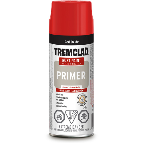 Couche de fond antirouille en vaporisateur Tremclad, Rouge oxyde, Tr&egrave;s mat, Canette a&eacute;rosol Stor-it Systems