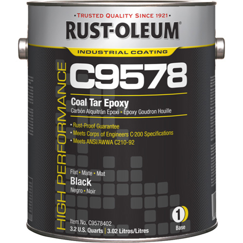 Composant de base pour rev&ecirc;tement &eacute;poxydique &agrave; base de goudron de houille et &agrave; haute teneur en solides du syst&egrave;me C9578, Noir, Gallon Stor-it Systems