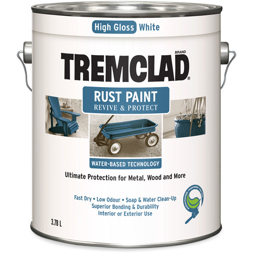 Peinture antirouille &agrave; base d'eau Tremclad, 3,78 L, Gallon, Blanc Stor-it Systems