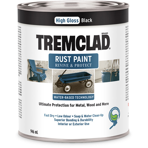 Peinture antirouille &agrave; base d'eau Tremclad, 946 ml, Canette, Noir Stor-it Systems