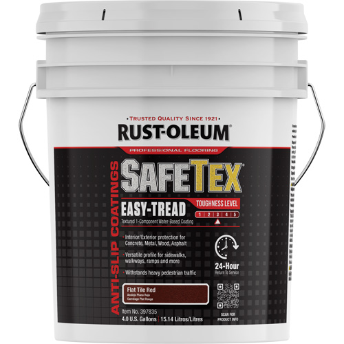 SafeTex&reg; Easy-Tread Acrylic Coating, 4 gal., Water-Based, Flat Finish/Textured, Red Stor-it Systems