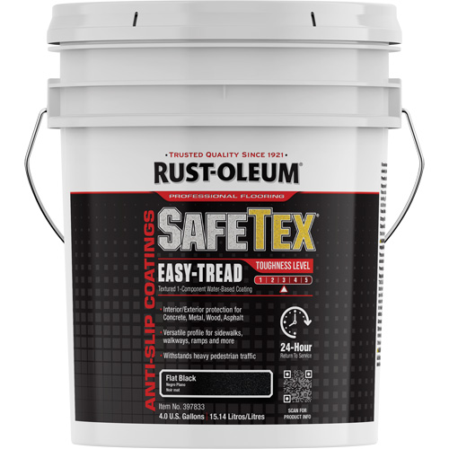 SafeTex&reg; Easy-Tread Acrylic Coating, 4 gal., Water-Based, Flat Finish/Textured, Black Stor-it Systems