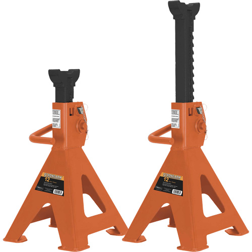 872B Jack Stands, Locking Handle/Ratchet, 12 Ton(s) Capacity, 19-1/4" - 28-1/3" H Stor-it Systems