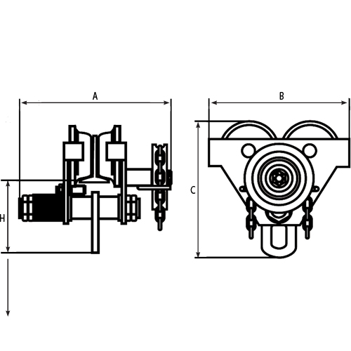 Adjustable Trolleys, 1000 lbs. (0.5 tons) Capacity, 2-11/16" - 5-1/4" Stor-it Systems