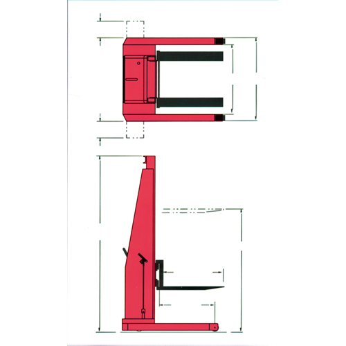 Gerbeur hydraulique, Fonctionnement &eacute;lectrique, Capacit&eacute; 1500 lb, Lev&eacute;e max 60" Stor-it Systems