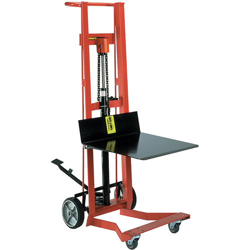 Gerbeur hydraulique &agrave; plateforme, M&eacute;canisme Pompe au pied, Capacit&eacute; de 750 lb, Levage max de 54" Stor-it Systems