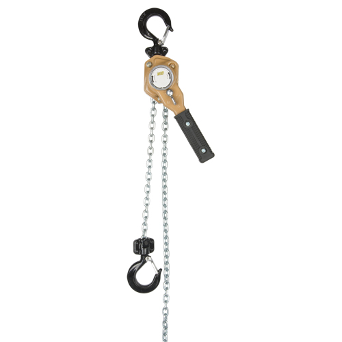Heavy Duty Gold Series Lever Chain Hoist, 10' Lift, 500 lbs. (0.25 tons) Capacity, Alloy Steel Chain Stor-it Systems