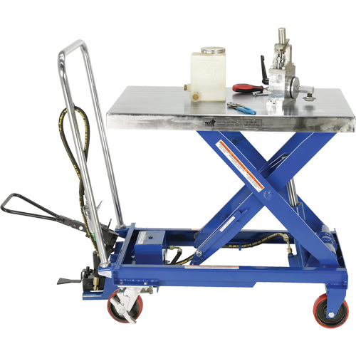 Table &eacute;l&eacute;vatrice &agrave; ciseaux hydraulique pneumatique, Acier, 32-1/2" lo x 19-3/4" la, Cap. 1000 lb Stor-it Systems