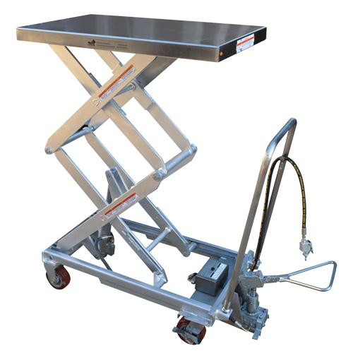 Table &eacute;l&eacute;vatrice &agrave; ciseaux hydraulique pneumatique, Acier inoxydable, 32-1/2" lo x 19-3/4" la, Cap. 1000 lb Stor-it Systems