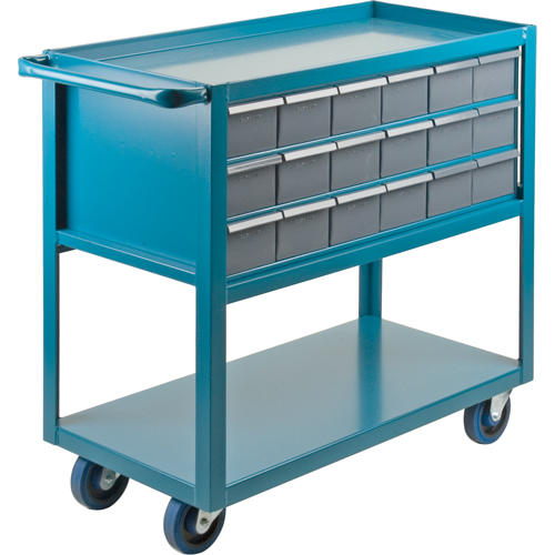 Drawer Shelf Cart, 1200 lbs. Capacity, Steel, 18" x W, 35" x H, 36" D, Rubber Wheels, All-Welded, 18 Drawers Stor-it Systems