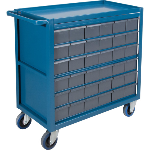 Drawer Shelf Cart, 1200 lbs. Capacity, Steel, 18" x W, 35" x H, 36" D, Rubber Wheels, All-Welded, 36 Drawers Stor-it Systems