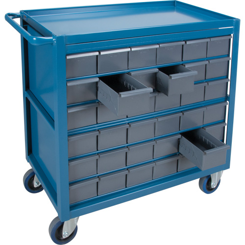 Drawer Shelf Cart, 1200 lbs. Capacity, Steel, 18" x W, 35" x H, 36" D, Rubber Wheels, All-Welded, 36 Drawers Stor-it Systems