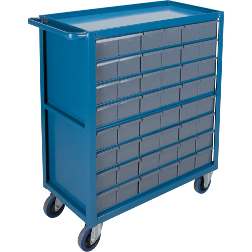 Drawer Shelf Cart, 1200 lbs. Capacity, Steel, 18" x W, 35" x H, 36" D, Rubber Wheels, All-Welded, 48 Drawers Stor-it Systems