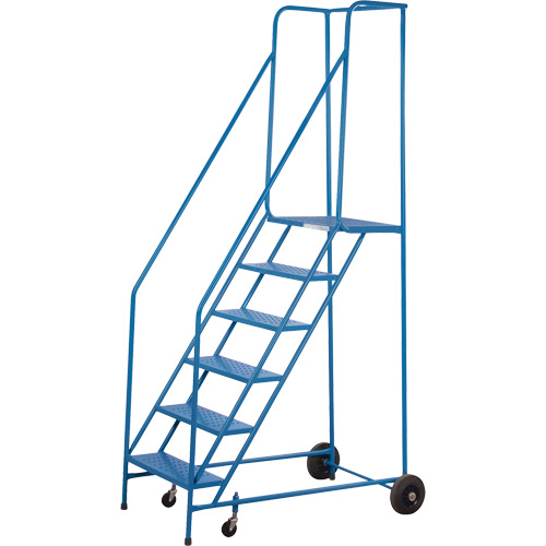 CSA-Certified Rolling Step Ladder, 6 Steps, 22" Step Width, 55" Platform Height, Steel Stor-it Systems