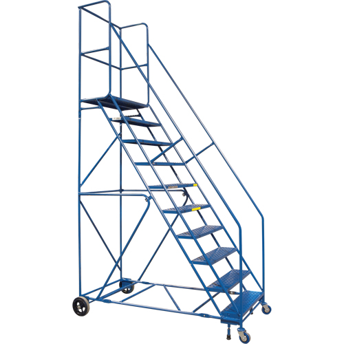 Escabeau roulant certifi&eacute; par la CSA avec pied verrouillable, 10 marches, Largeur de la marche 30", Hauteur de la plateforme 89", Acier Stor-it Systems