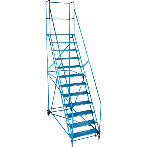 Escabeau roulant certifi&eacute; par la CSA avec pied verrouillable, 12 marches, Largeur de la marche 30", Hauteur de la plateforme 109", Acier Stor-it Systems
