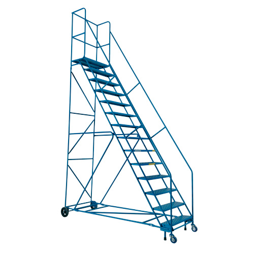 Escabeau roulant certifi&eacute; par la CSA avec pied verrouillable, 14 marches, Largeur de la marche 30", Hauteur de la plateforme 128", Acier Stor-it Systems